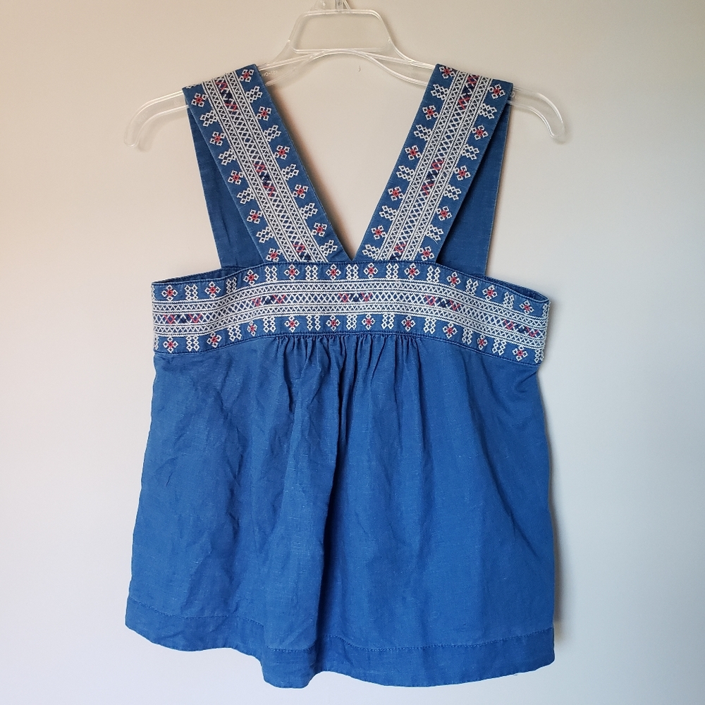 Relisted Madewell chambray denim crop top with cross stitch straps size 2 - Picture 1 of 4